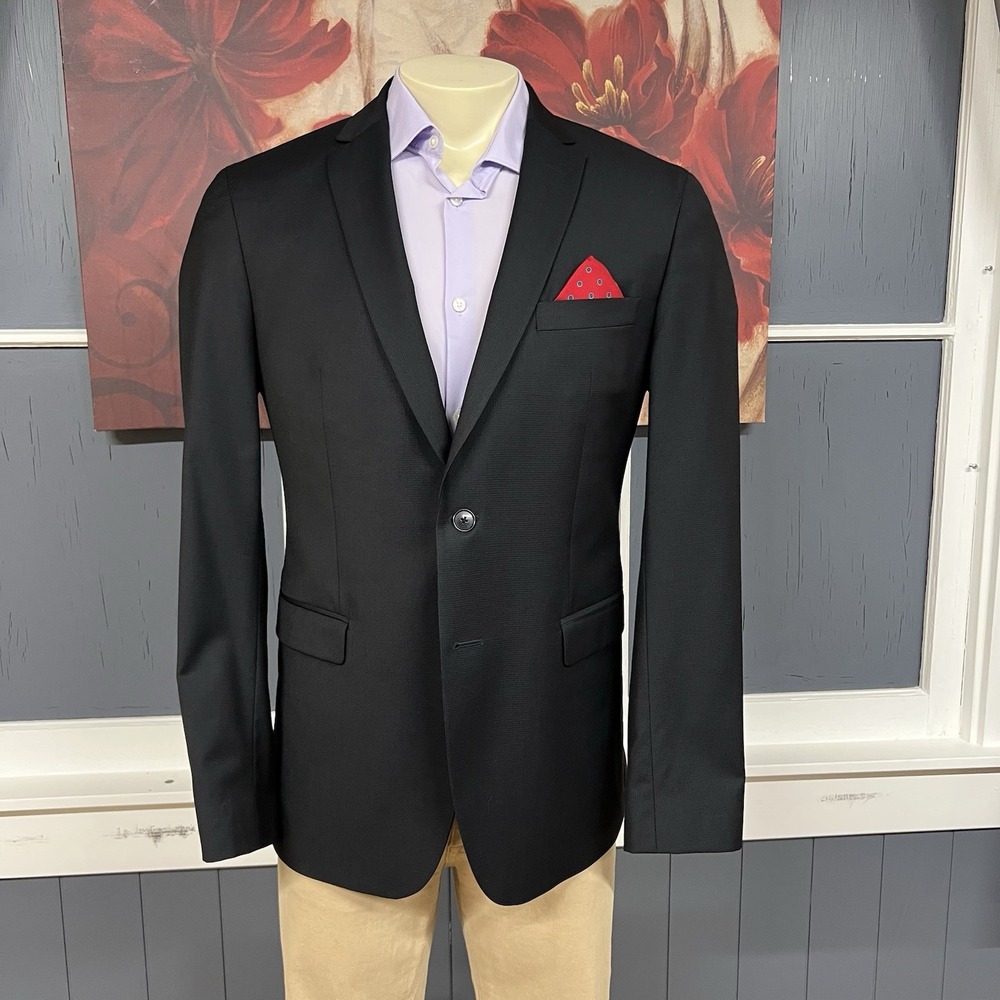 Sand Copenhagen Wool Silk Blazer Jacket Sport Coat Mens 42R Slim Fit Black - Picture 2 of 12